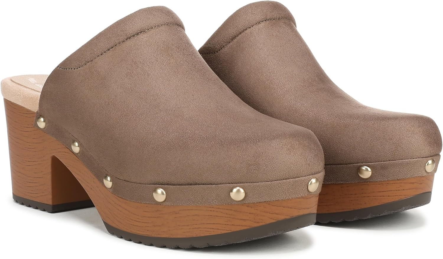 image:imageDr Scholls Classic Joy MuleClog ShoesWoodsmoke Brown Microsuede