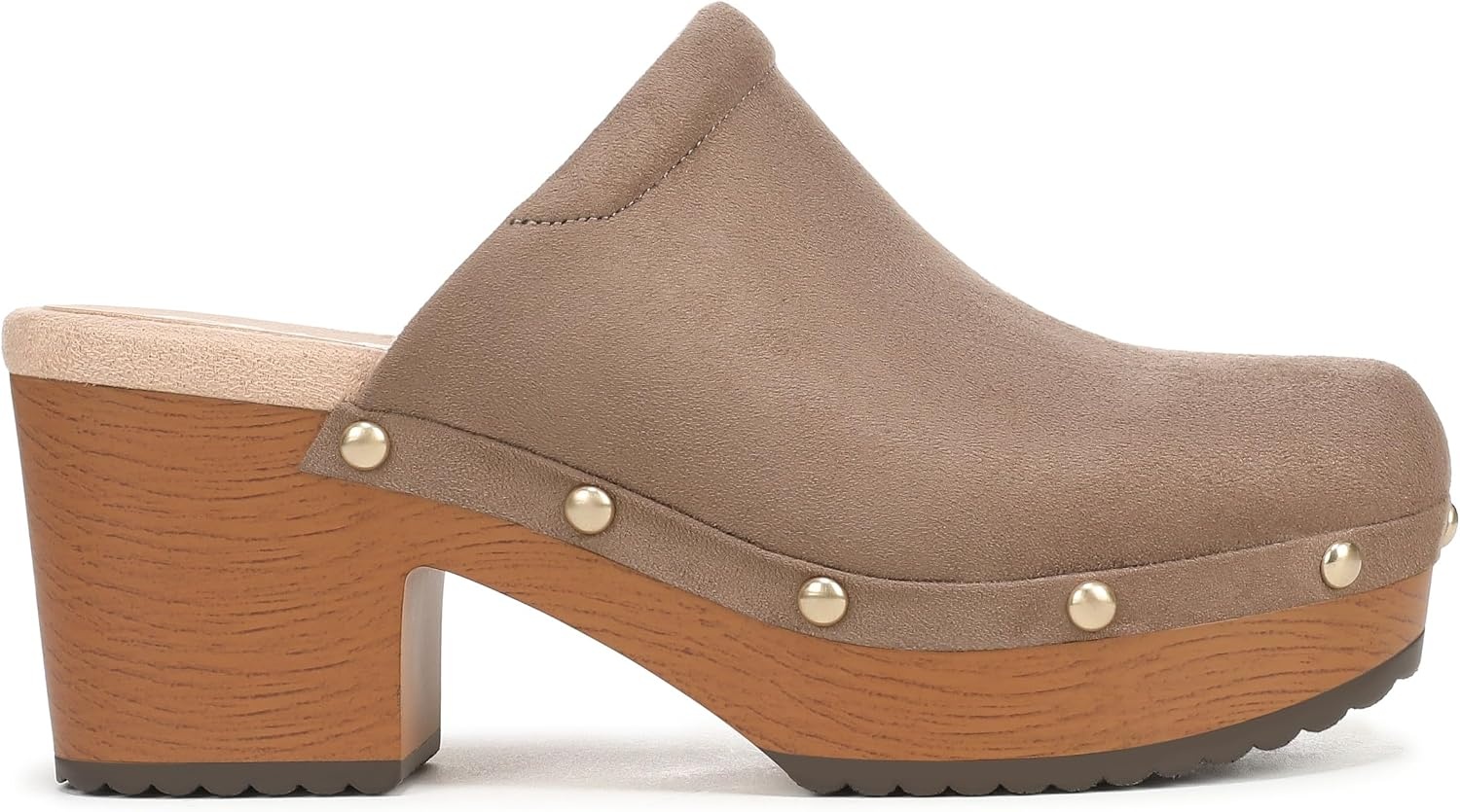 image:imageDr Scholls Classic Joy MuleClog ShoesWoodsmoke Brown Microsuede