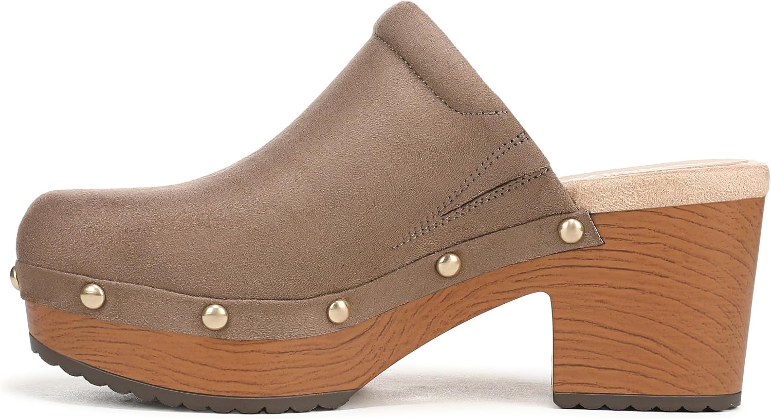 image:imageDr Scholls Classic Joy MuleClog ShoesWoodsmoke Brown Microsuede