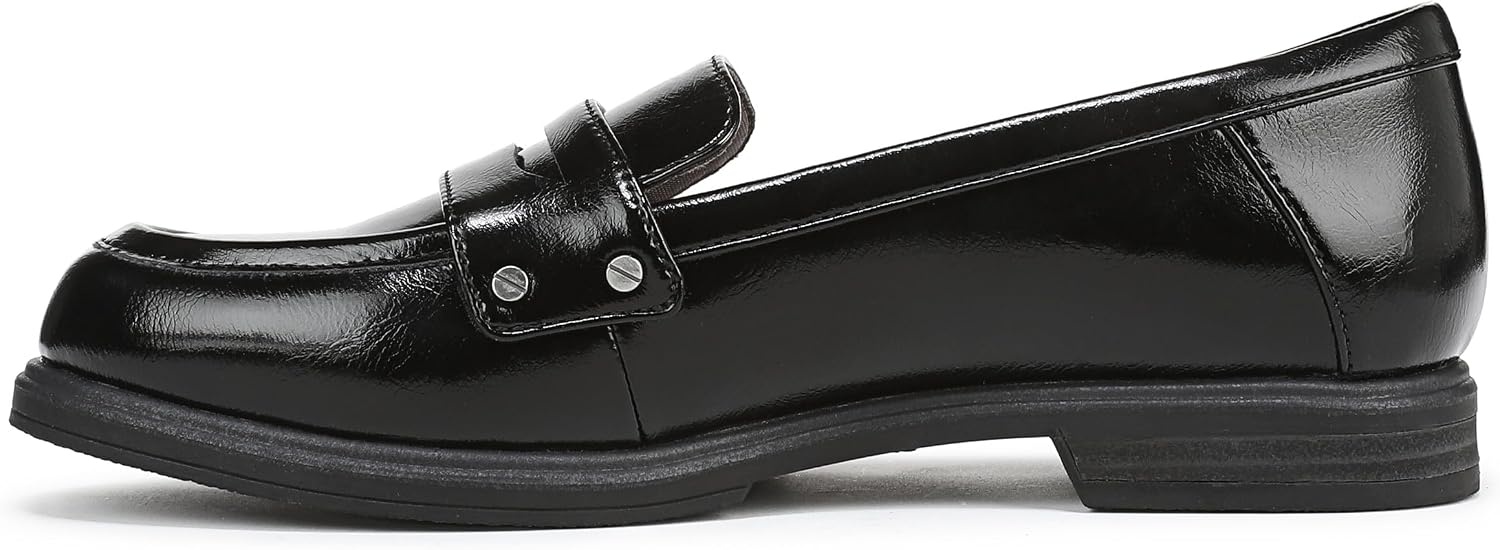 image:imageDr Scholls Hello Loafers LoafersMoc ShoesBlack Shiny Faux Leather