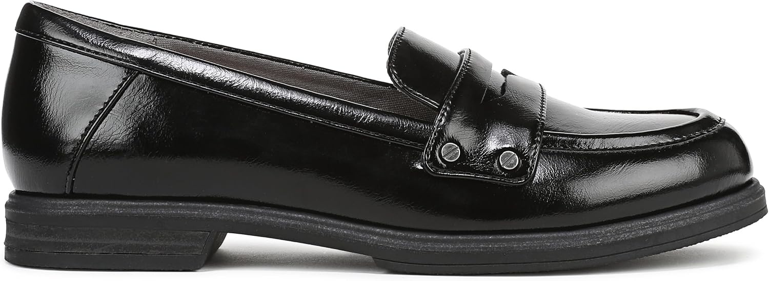 image:imageDr Scholls Hello Loafers LoafersMoc ShoesBlack Shiny Faux Leather