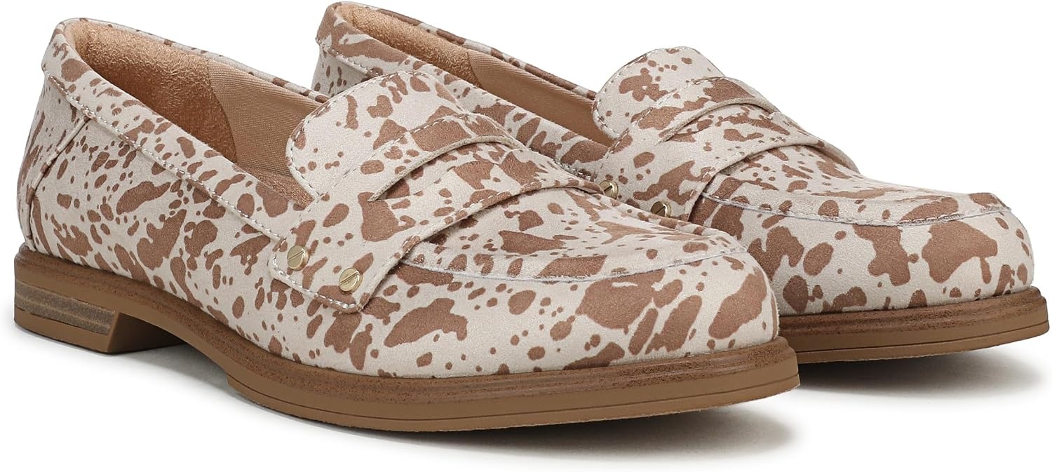 image:imageDr Scholls Hello Loafers LoafersMoc ShoesBrown Cow Print Microsuede