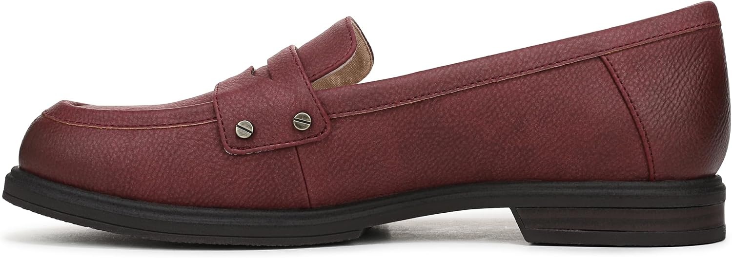 image:imageDr Scholls Hello Loafers LoafersMoc ShoesBurgundy Dark Red Tumbled Faux Leather