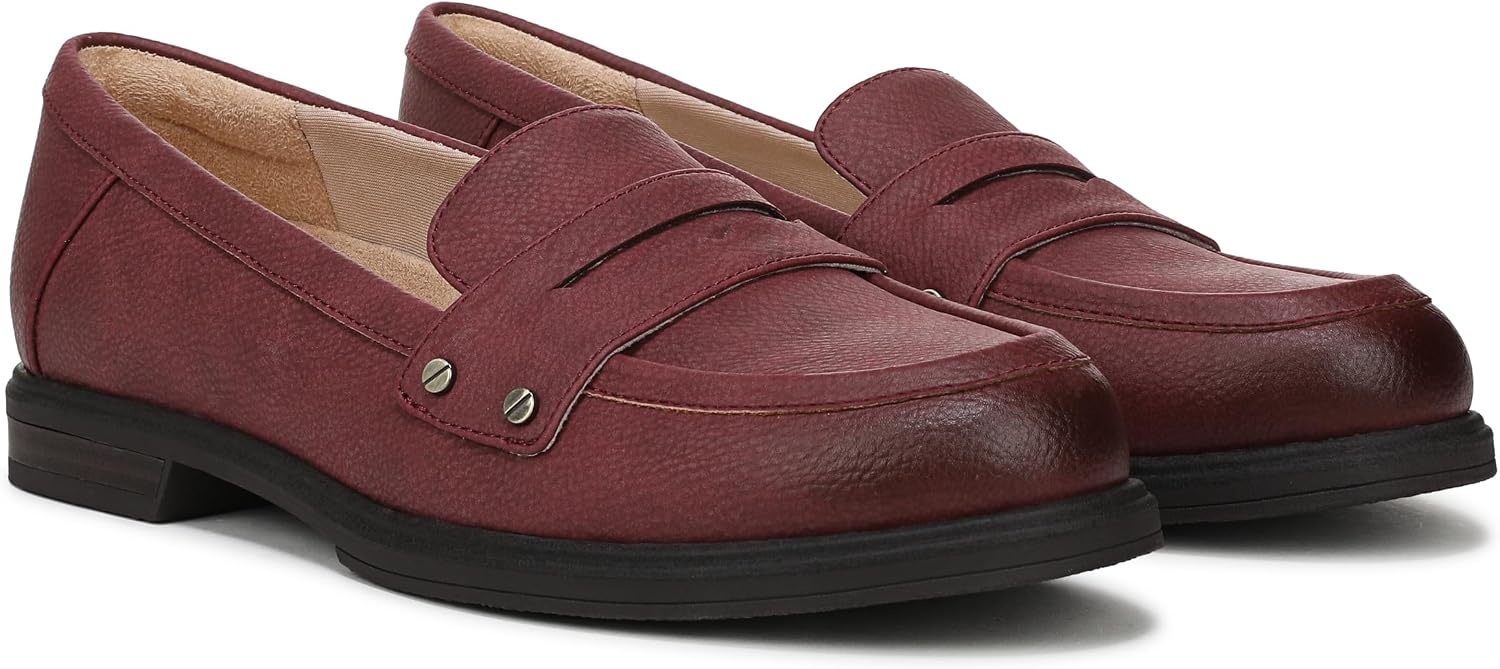 image:imageDr Scholls Hello Loafers LoafersMoc ShoesBurgundy Dark Red Tumbled Faux Leather