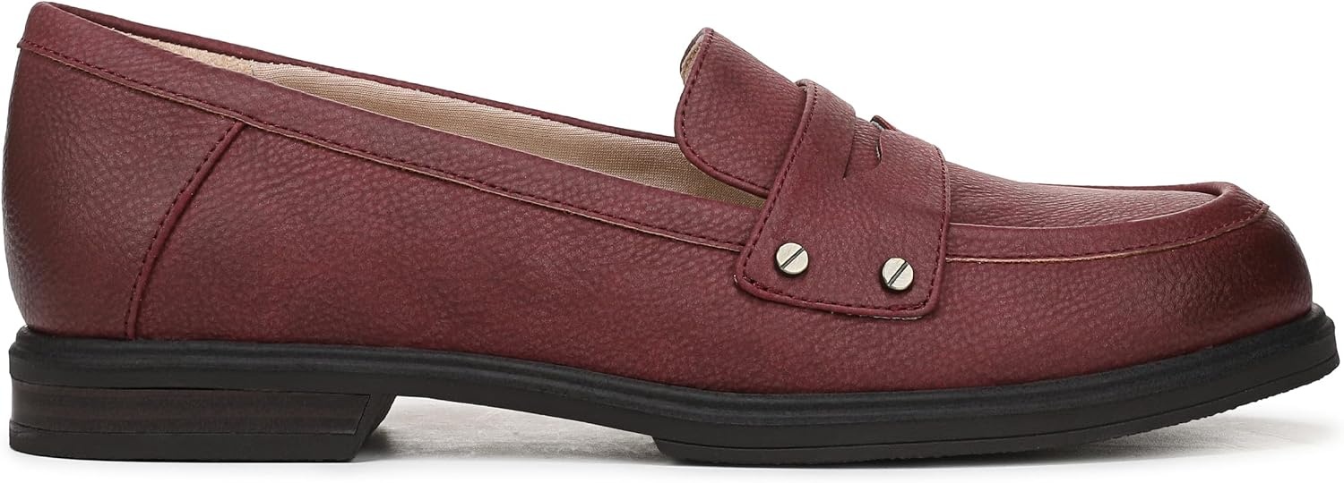 image:imageDr Scholls Hello Loafers LoafersMoc ShoesBurgundy Dark Red Tumbled Faux Leather