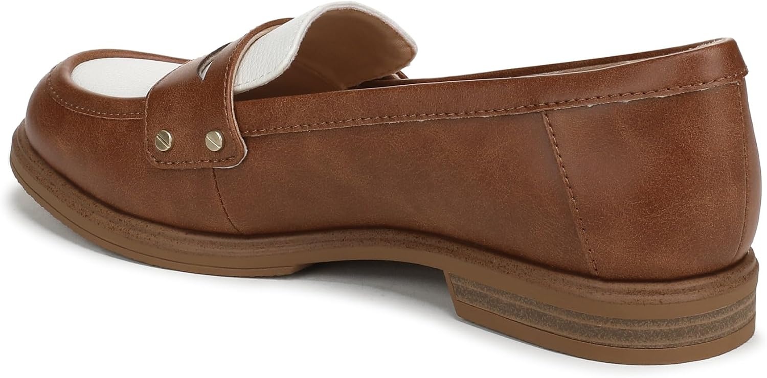 image:imageDr Scholls Hello Loafers LoafersMoc ShoesHoney BrownWhite Faux Leather