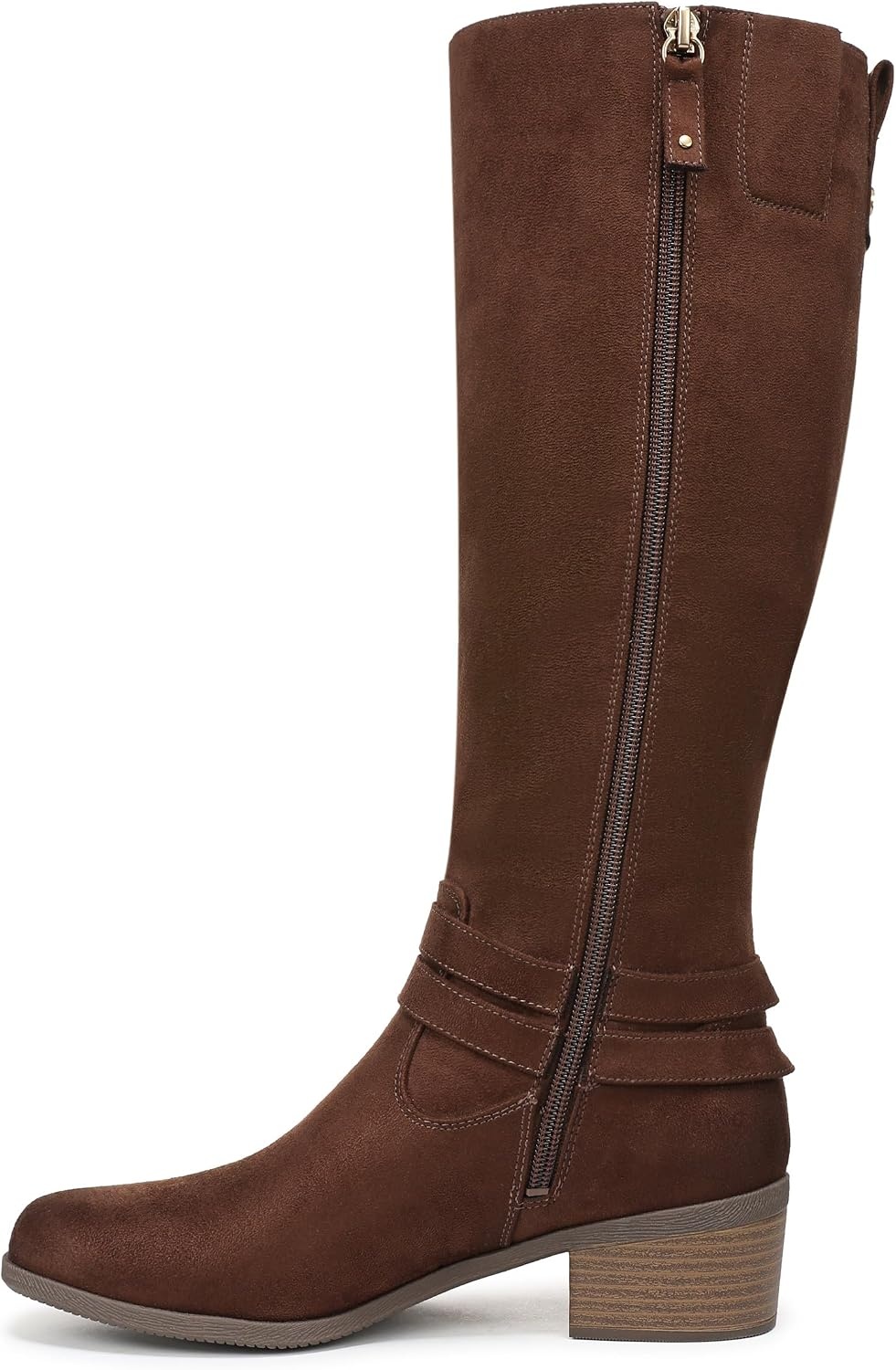 image:imageDr Scholls Ivy Zip Tall BootsWalnut Brown Microfiber Medium Calf