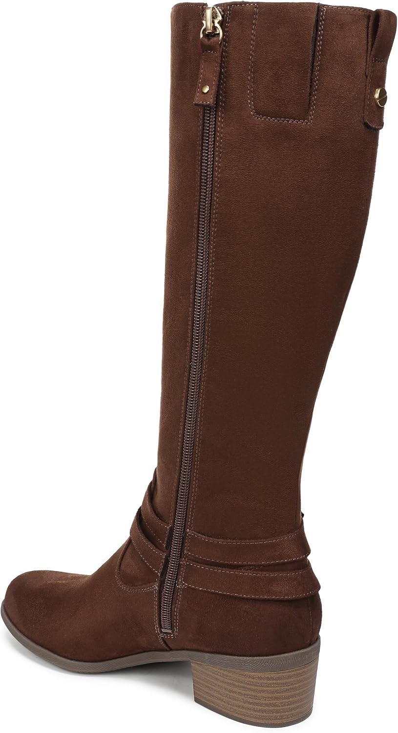 image:imageDr Scholls Ivy Zip Tall BootsWalnut Brown Microfiber Wide Calf