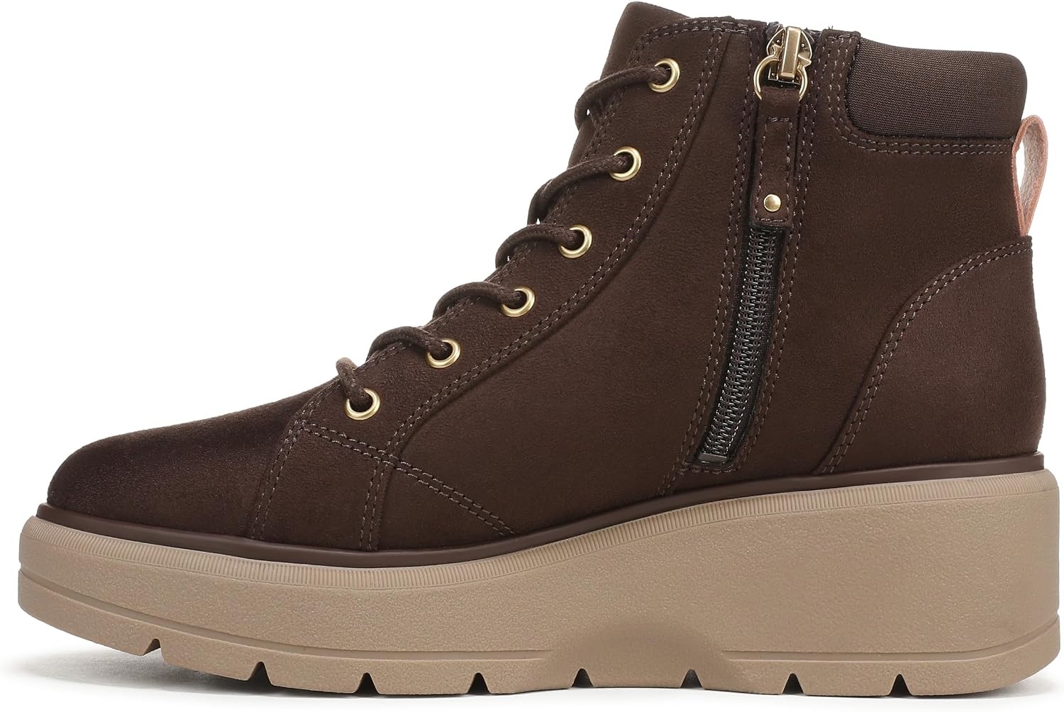 image:imageDr Scholls Nice Day Max Alpine LaceUp Short BootsDark Umber Brown Microfiber