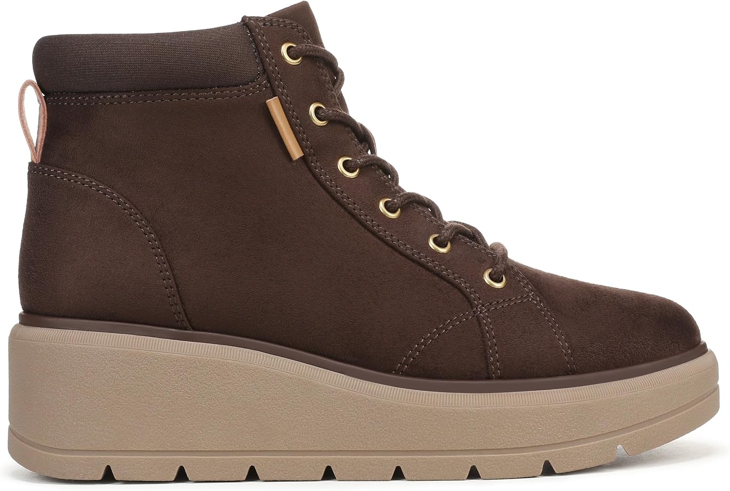 image:imageDr Scholls Nice Day Max Alpine LaceUp Short BootsDark Umber Brown Microfiber