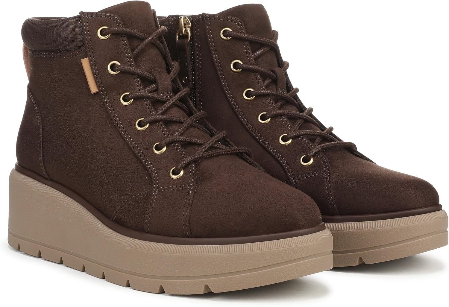 image:imageDr Scholls Nice Day Max Alpine LaceUp Short BootsDark Umber Brown Microfiber