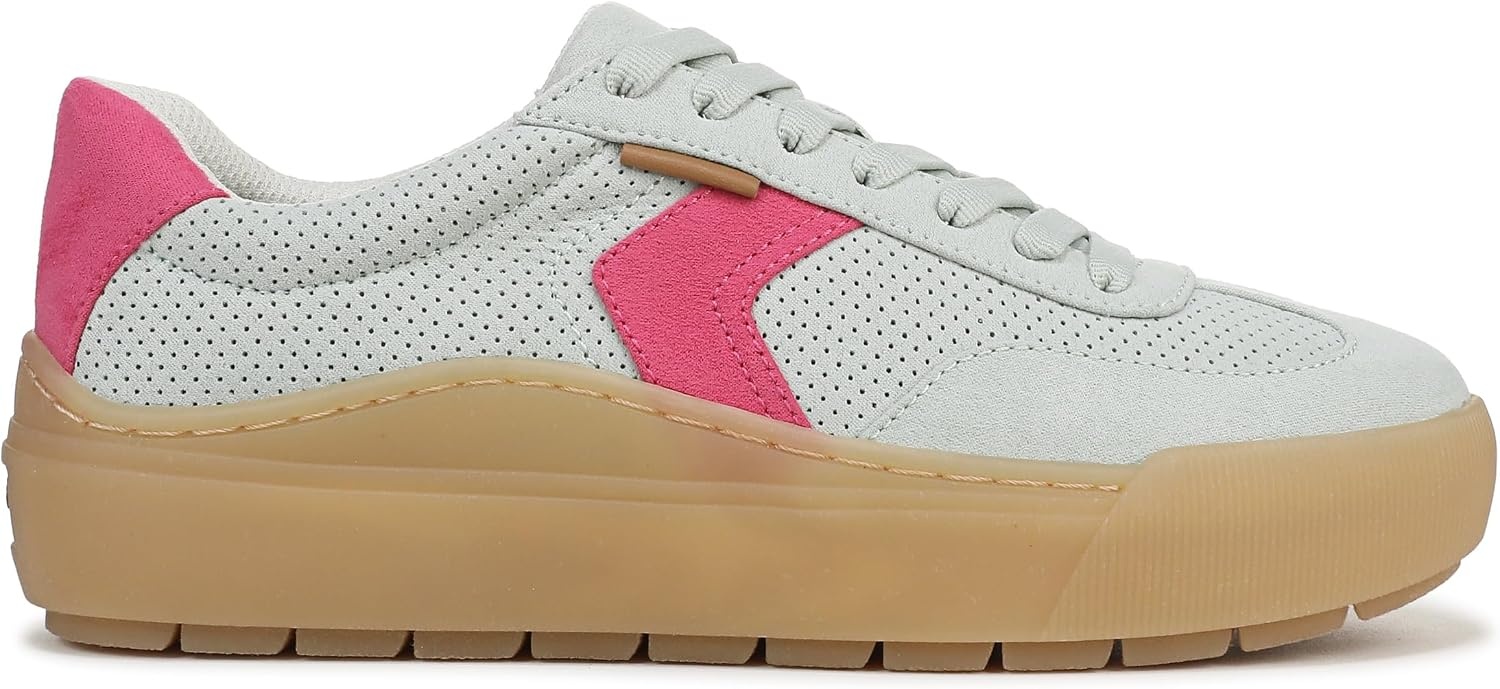 image:imageDr Scholls Shoes Womens Time Off Win Sneaker Retro Sneakers for WomenMinty Blossom Green Pink Perforated