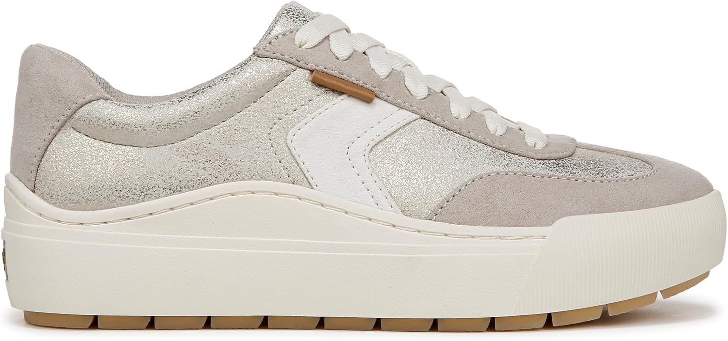image:imageDr Scholls Shoes Womens Time Off Win Sneaker Retro Sneakers for WomenOyster Grey Metallic Faux Leather