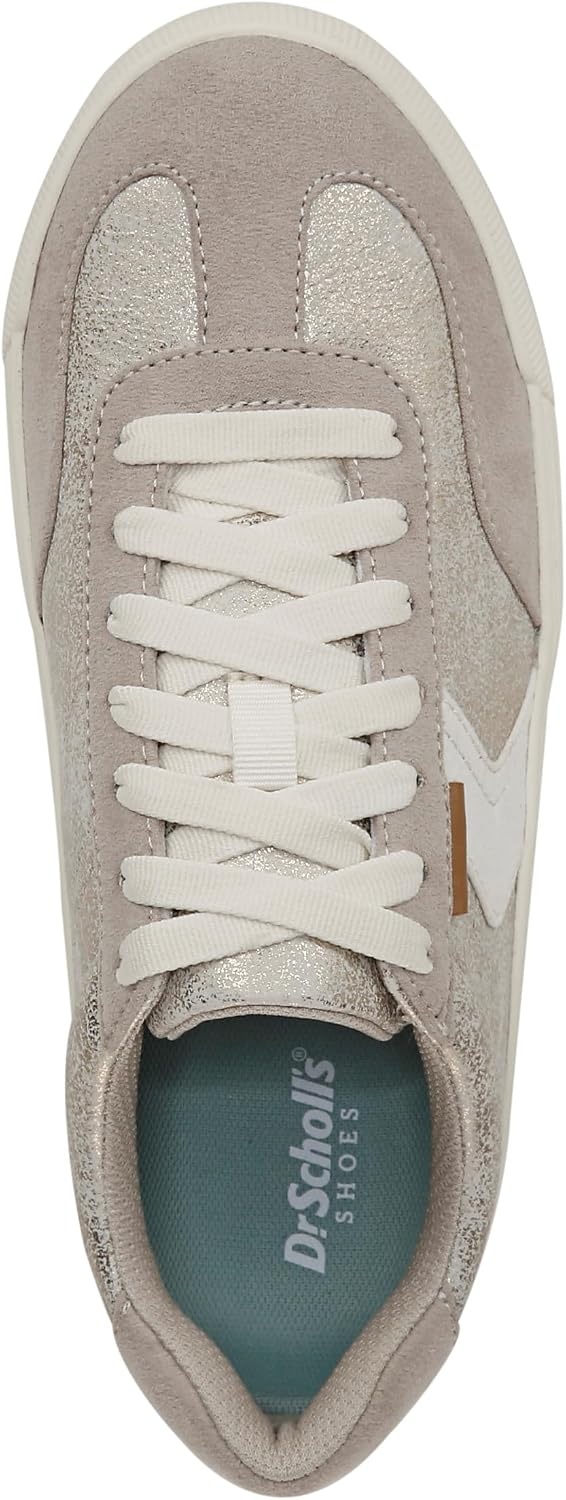 image:imageDr Scholls Shoes Womens Time Off Win Sneaker Retro Sneakers for WomenOyster Grey Metallic Faux Leather