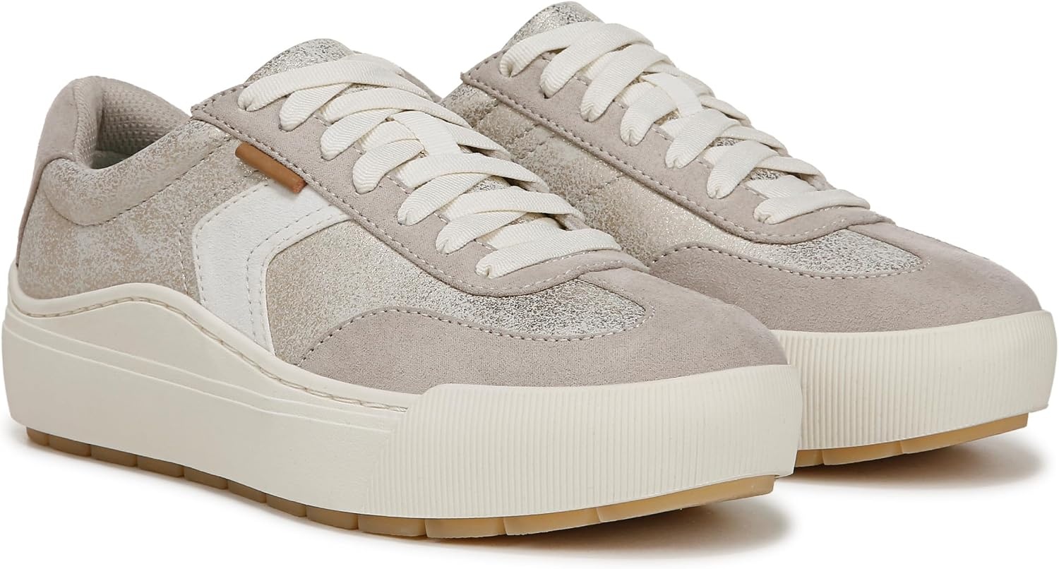 image:imageDr Scholls Shoes Womens Time Off Win Sneaker Retro Sneakers for WomenOyster Grey Metallic Faux Leather