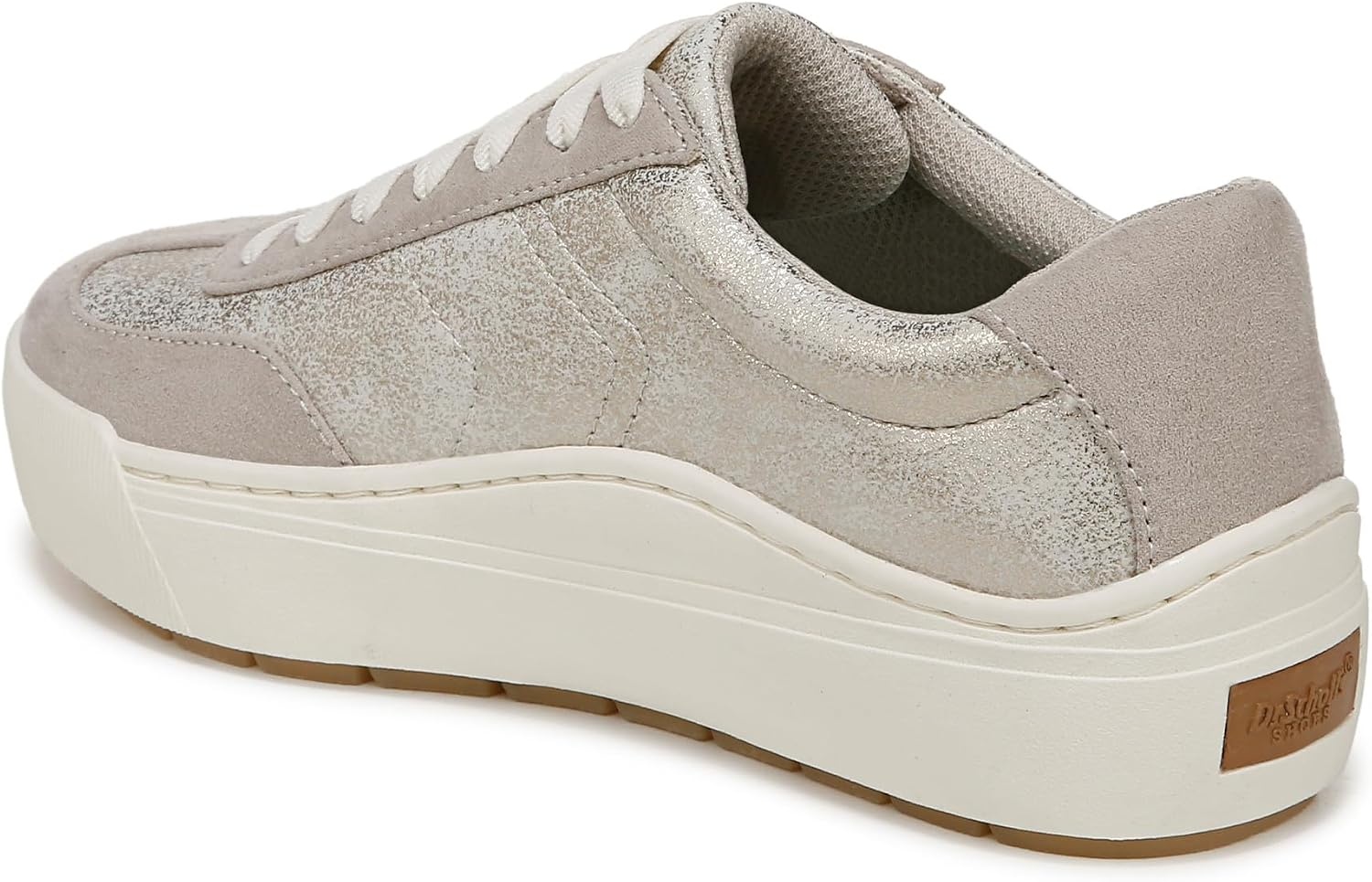 image:imageDr Scholls Shoes Womens Time Off Win Sneaker Retro Sneakers for WomenOyster Grey Metallic Faux Leather