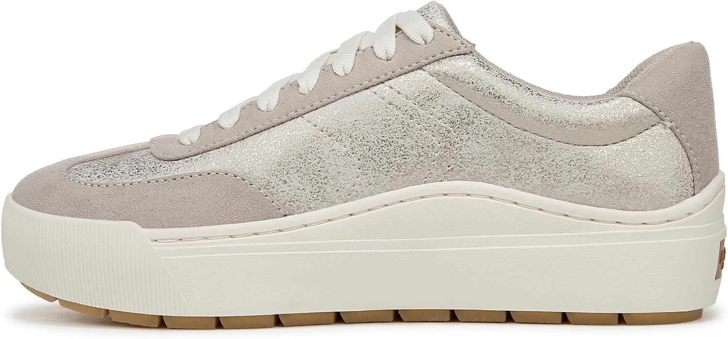 image:imageDr Scholls Shoes Womens Time Off Win Sneaker Retro Sneakers for WomenOyster Grey Metallic Faux Leather