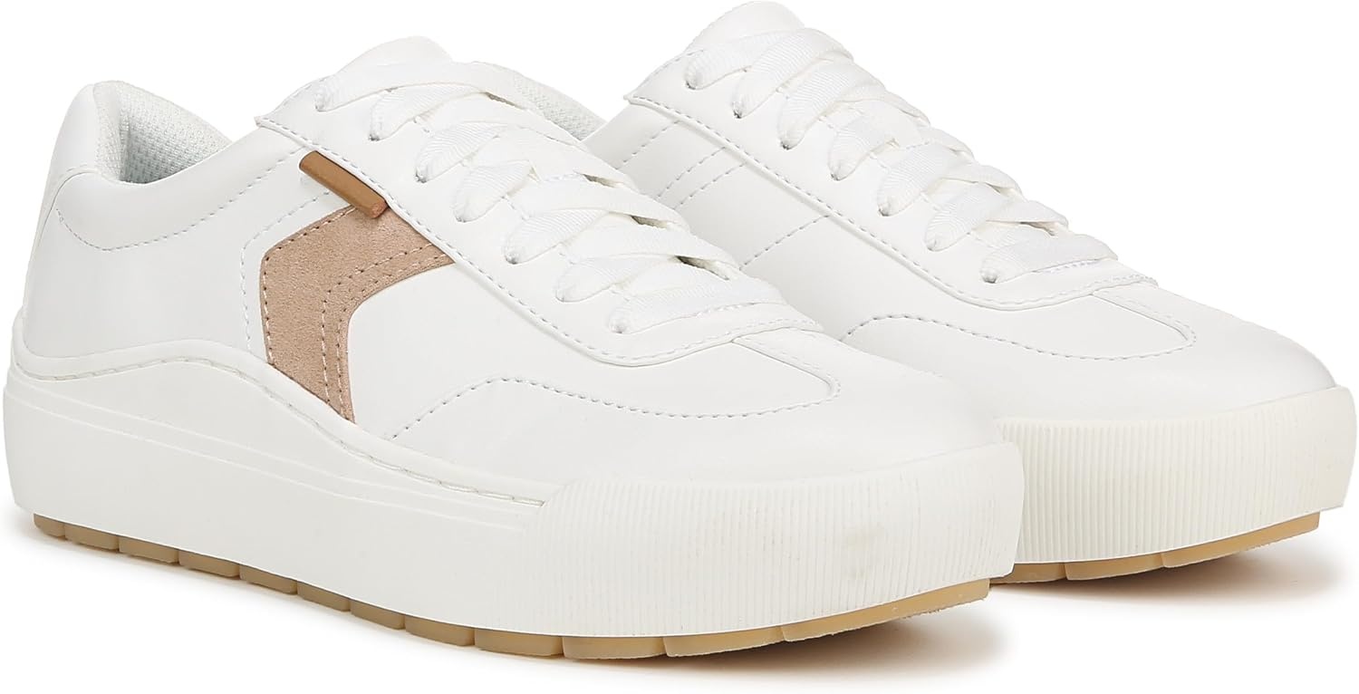 image:imageDr Scholls Shoes Womens Time Off Win Sneaker Retro Sneakers for WomenWhite Faux LeatherSand Beige