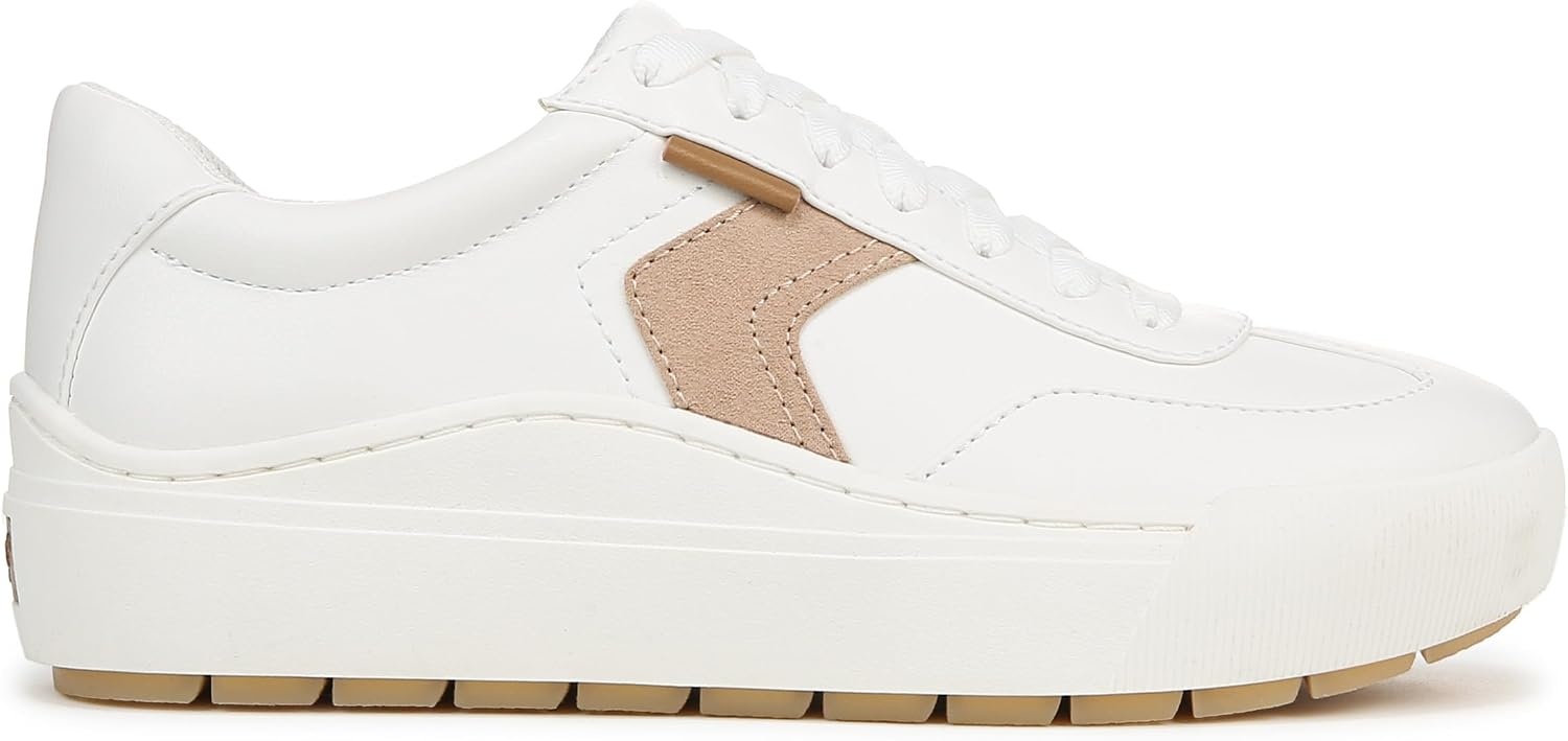 image:imageDr Scholls Shoes Womens Time Off Win Sneaker Retro Sneakers for WomenWhite Faux LeatherSand Beige