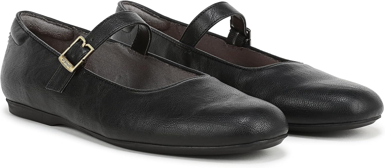 image:imageDr Scholls Shoes Womens Wexley Jane Mary Jane Flats Comfortable FlatsBlack Faux Leather