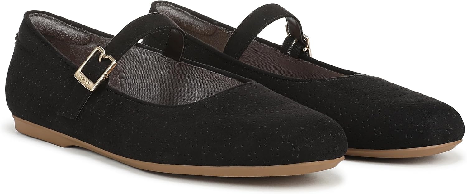image:imageDr Scholls Shoes Womens Wexley Jane Mary Jane Flats Comfortable FlatsBlack Microfiber