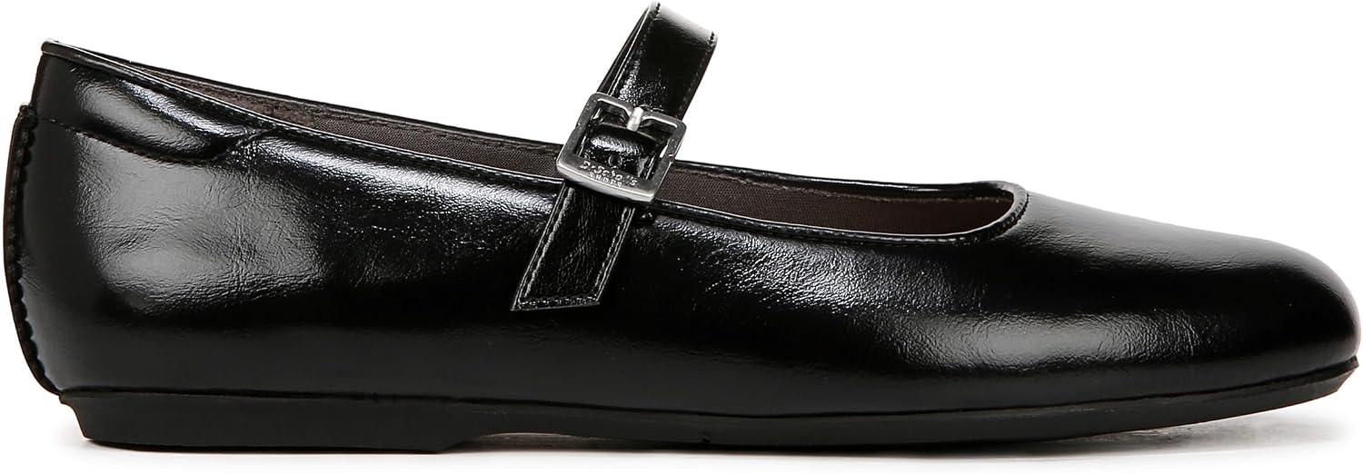 image:imageDr Scholls Shoes Womens Wexley Jane Mary Jane Flats Comfortable FlatsBlack Shiny Faux Leather