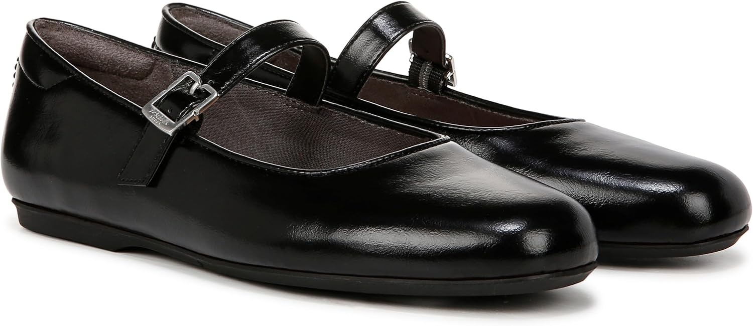 image:imageDr Scholls Shoes Womens Wexley Jane Mary Jane Flats Comfortable FlatsBlack Shiny Faux Leather