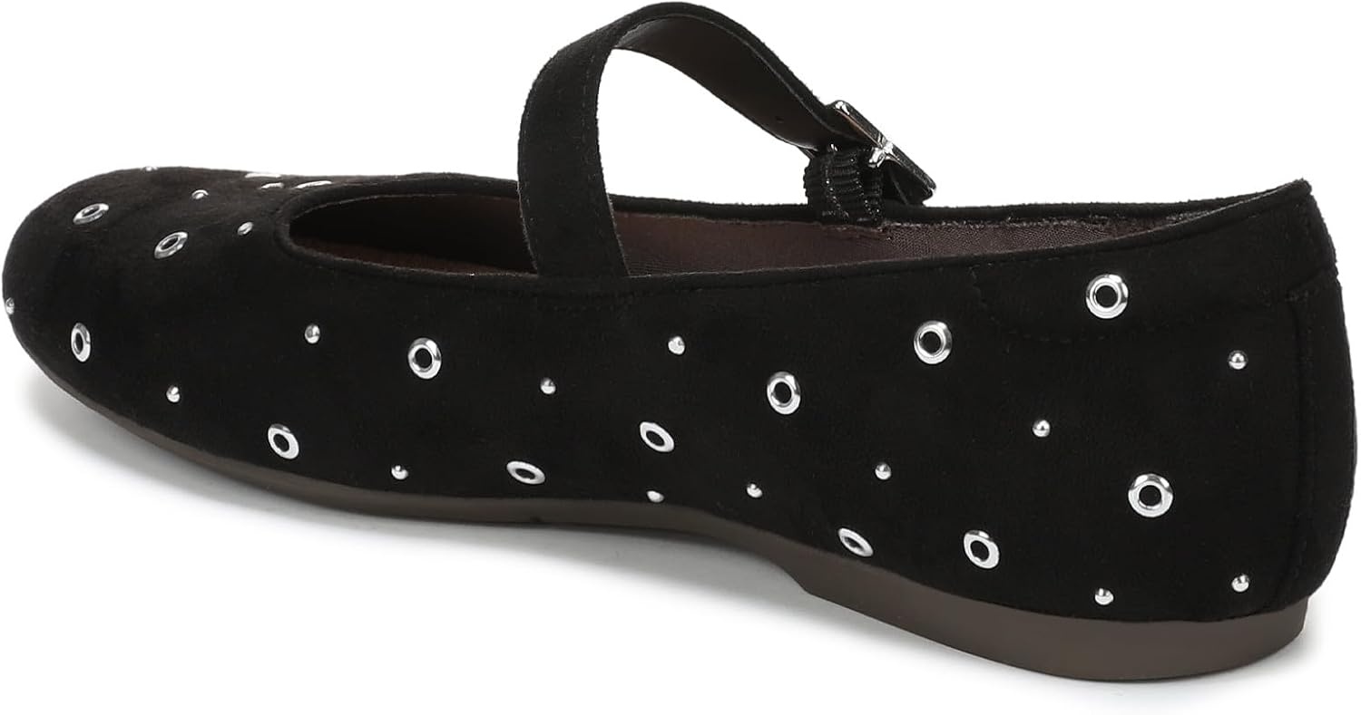 image:imageDr Scholls Shoes Womens Wexley Jane Mary Jane Flats Comfortable FlatsBlack Stud Microsuede