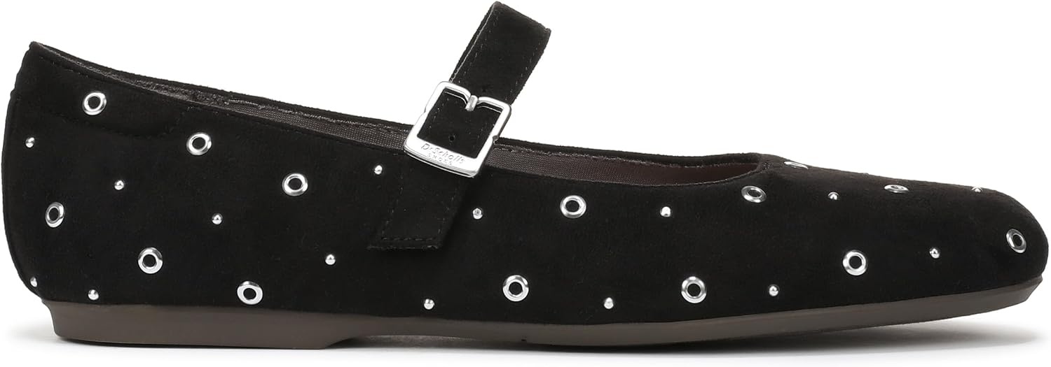 image:imageDr Scholls Shoes Womens Wexley Jane Mary Jane Flats Comfortable FlatsBlack Stud Microsuede