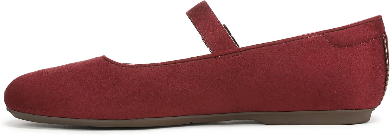 image:imageDr Scholls Shoes Womens Wexley Jane Mary Jane Flats Comfortable FlatsBurgundy Dark Red Microsuede