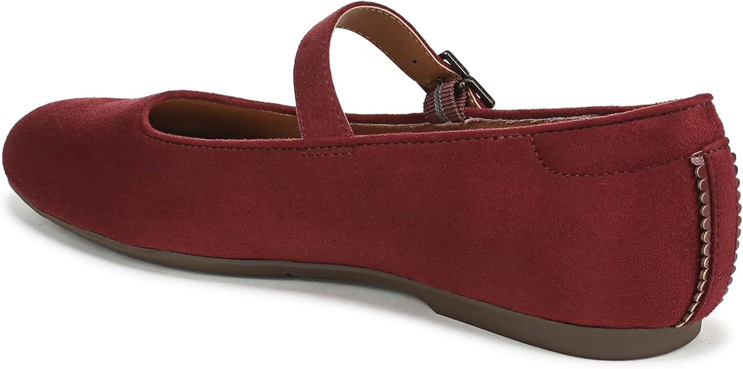 image:imageDr Scholls Shoes Womens Wexley Jane Mary Jane Flats Comfortable FlatsBurgundy Dark Red Microsuede