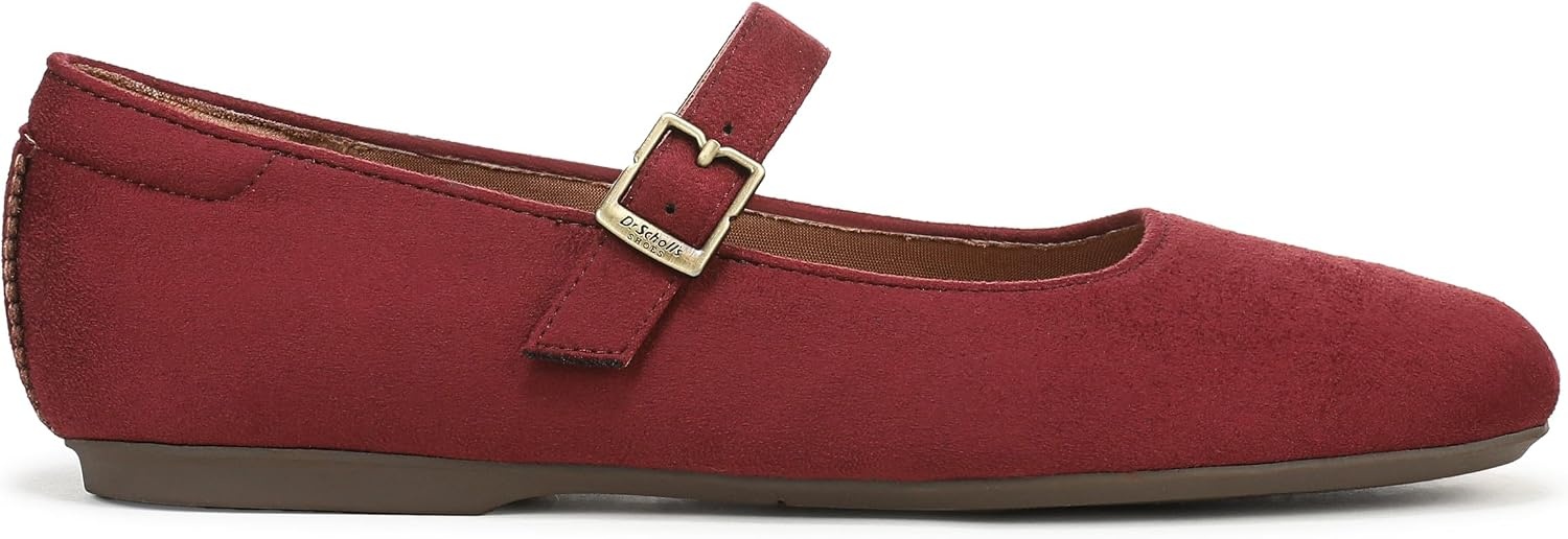 image:imageDr Scholls Shoes Womens Wexley Jane Mary Jane Flats Comfortable FlatsBurgundy Dark Red Microsuede