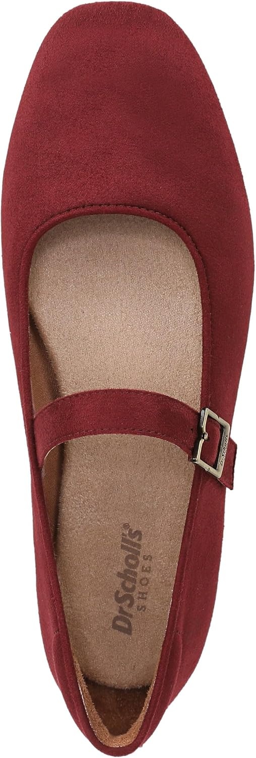 image:imageDr Scholls Shoes Womens Wexley Jane Mary Jane Flats Comfortable FlatsBurgundy Dark Red Microsuede
