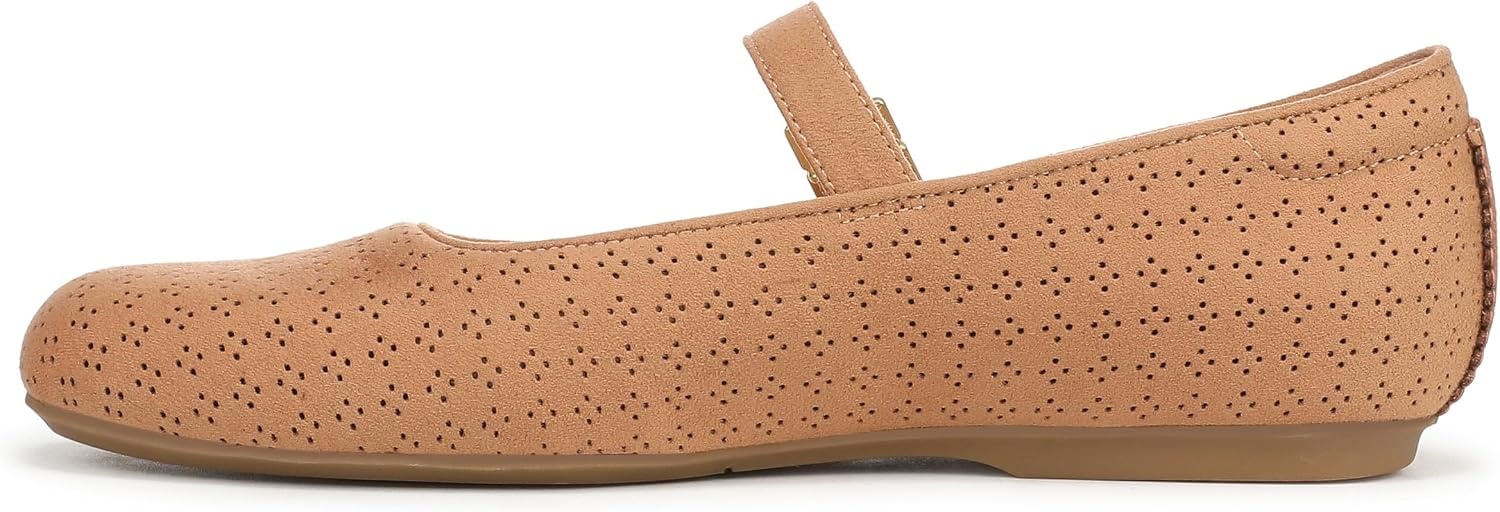 image:imageDr Scholls Shoes Womens Wexley Jane Mary Jane Flats Comfortable FlatsCamelot Brown Microfiber Perforated