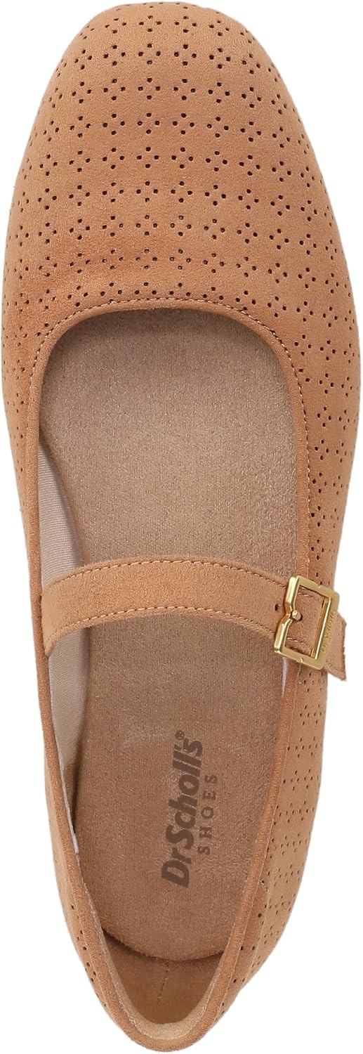 image:imageDr Scholls Shoes Womens Wexley Jane Mary Jane Flats Comfortable FlatsCamelot Brown Microfiber Perforated