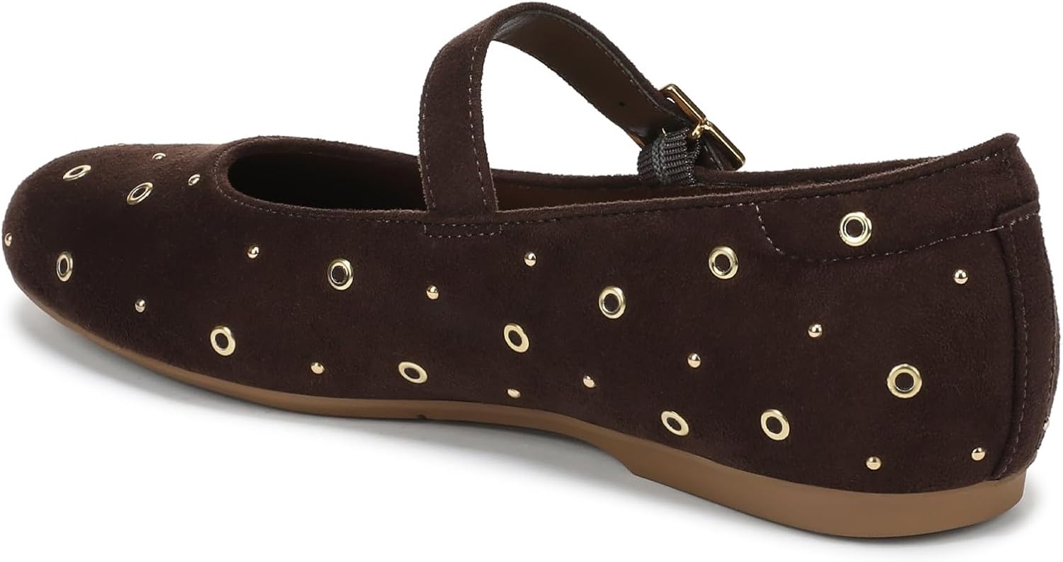 image:imageDr Scholls Shoes Womens Wexley Jane Mary Jane Flats Comfortable FlatsDark Umber Brown Stud Microsuede