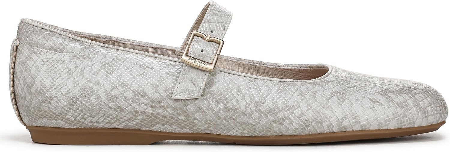 image:imageDr Scholls Shoes Womens Wexley Jane Mary Jane Flats Comfortable FlatsLight Grey Snake Faux Leather