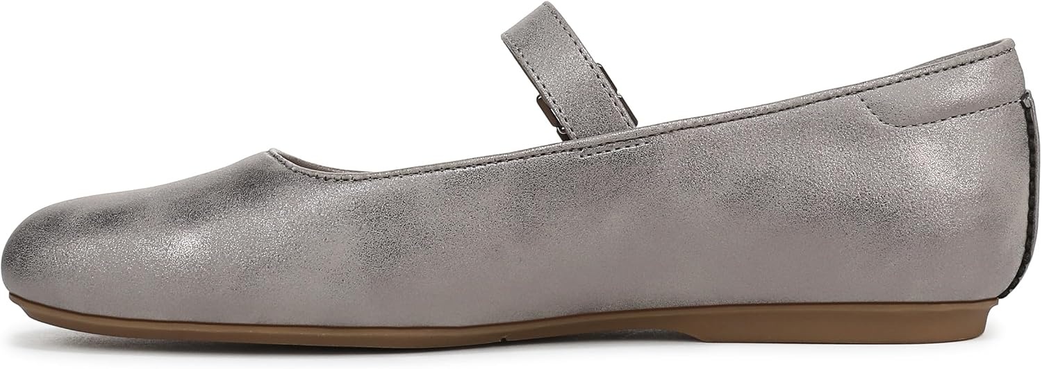 image:imageDr Scholls Shoes Womens Wexley Jane Mary Jane Flats Comfortable FlatsPewter Grey Faux Leather