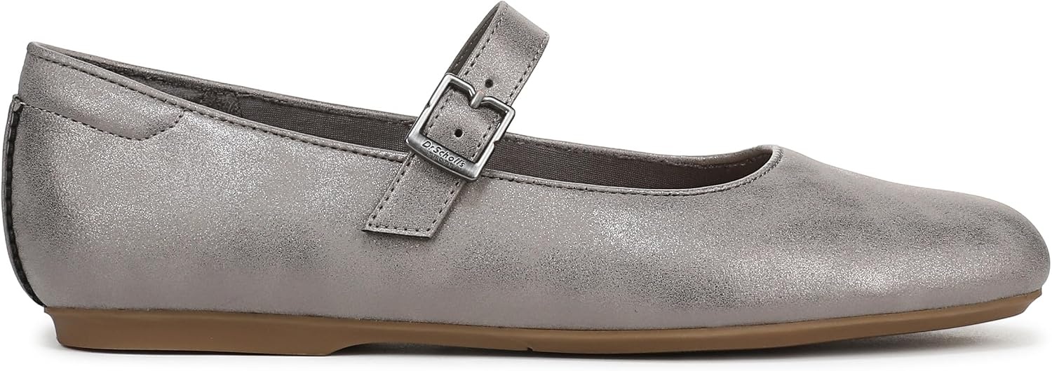 image:imageDr Scholls Shoes Womens Wexley Jane Mary Jane Flats Comfortable FlatsPewter Grey Faux Leather