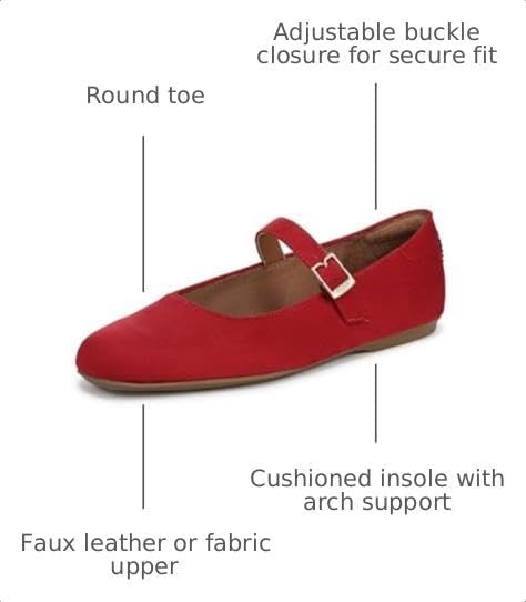 image:imageDr Scholls Shoes Womens Wexley Jane Mary Jane Flats Comfortable FlatsScarlet Red Microsuede