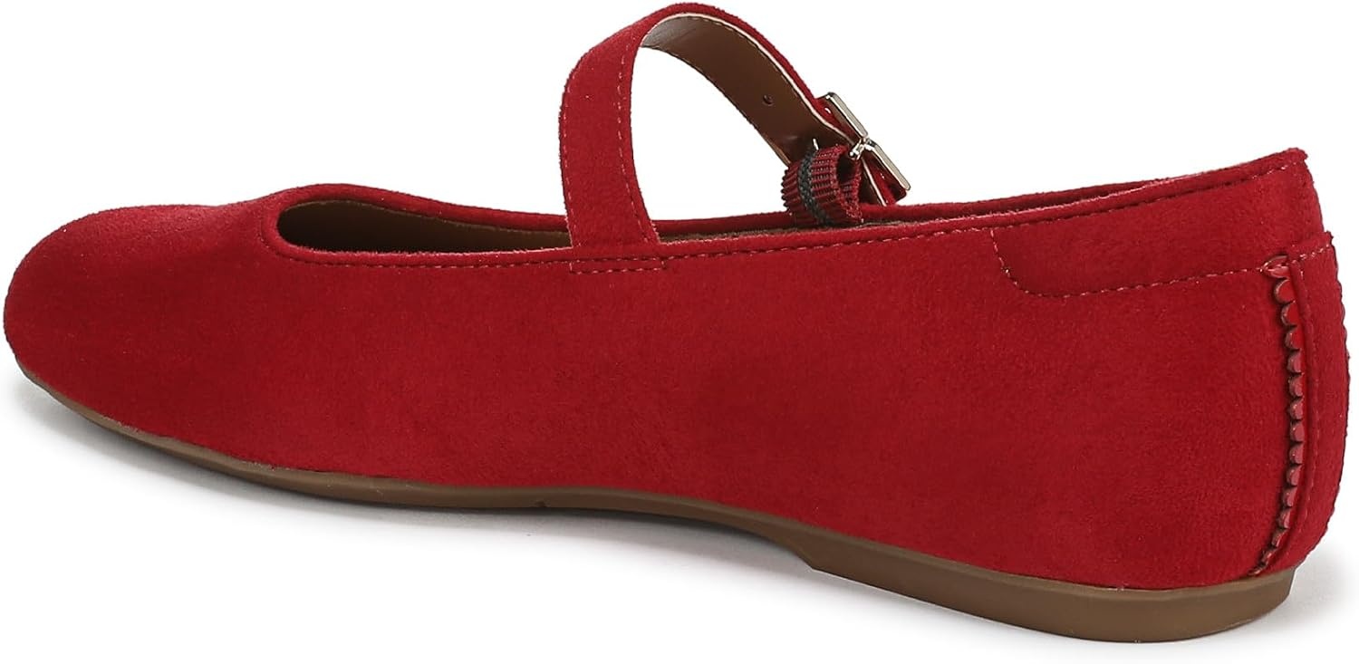 image:imageDr Scholls Shoes Womens Wexley Jane Mary Jane Flats Comfortable FlatsScarlet Red Microsuede