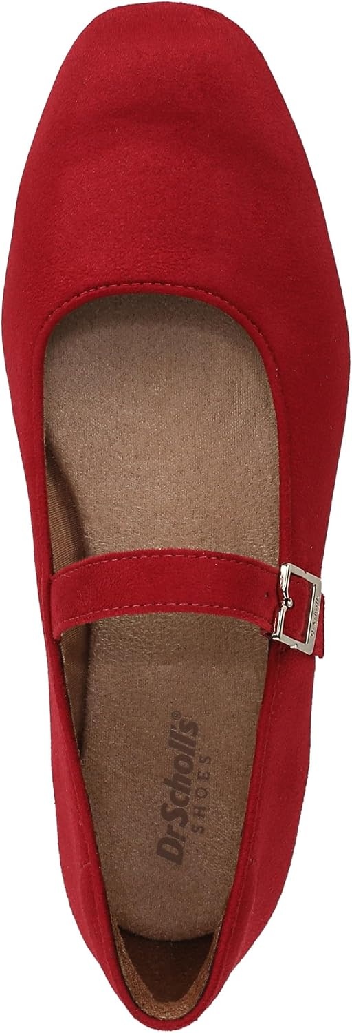 image:imageDr Scholls Shoes Womens Wexley Jane Mary Jane Flats Comfortable FlatsScarlet Red Microsuede