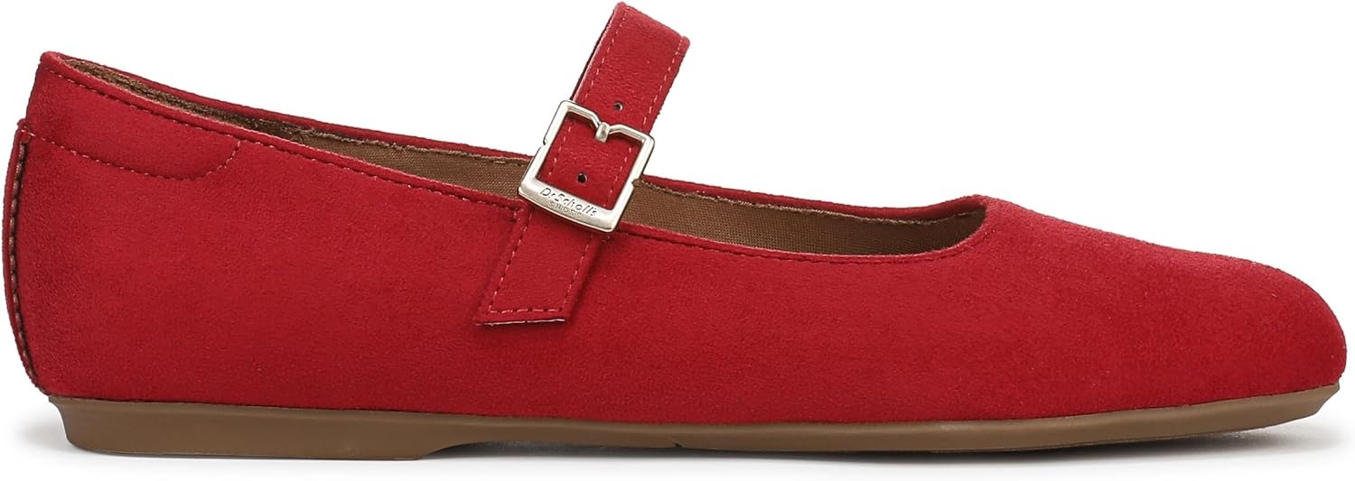 image:imageDr Scholls Shoes Womens Wexley Jane Mary Jane Flats Comfortable FlatsScarlet Red Microsuede