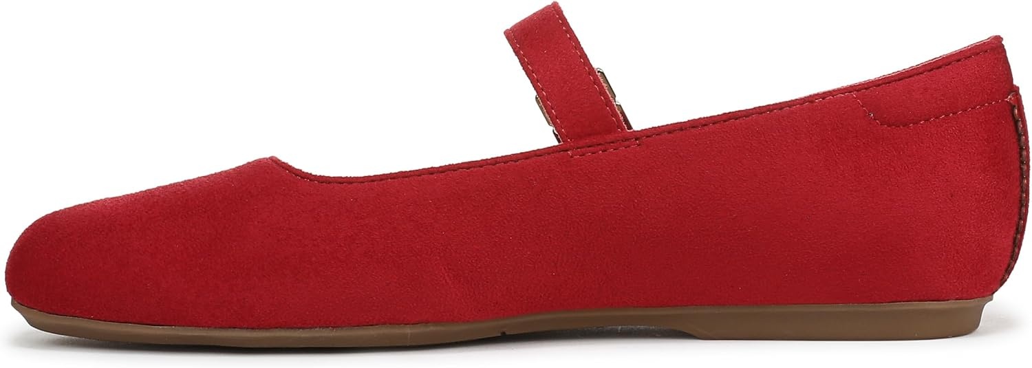 image:imageDr Scholls Shoes Womens Wexley Jane Mary Jane Flats Comfortable FlatsScarlet Red Microsuede