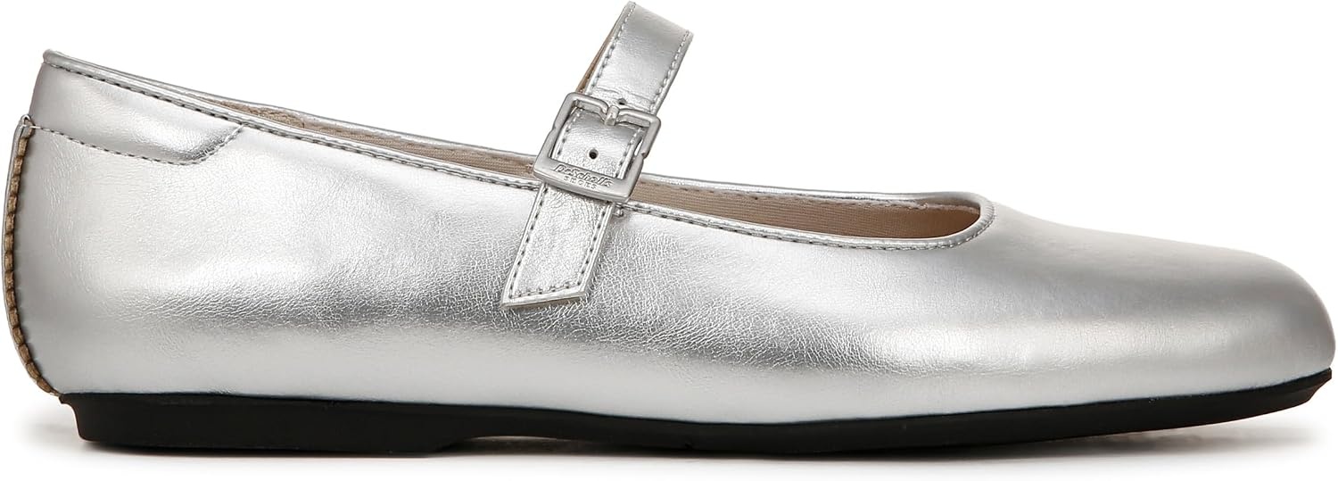 image:imageDr Scholls Shoes Womens Wexley Jane Mary Jane Flats Comfortable FlatsSilver Metallic Faux Leather