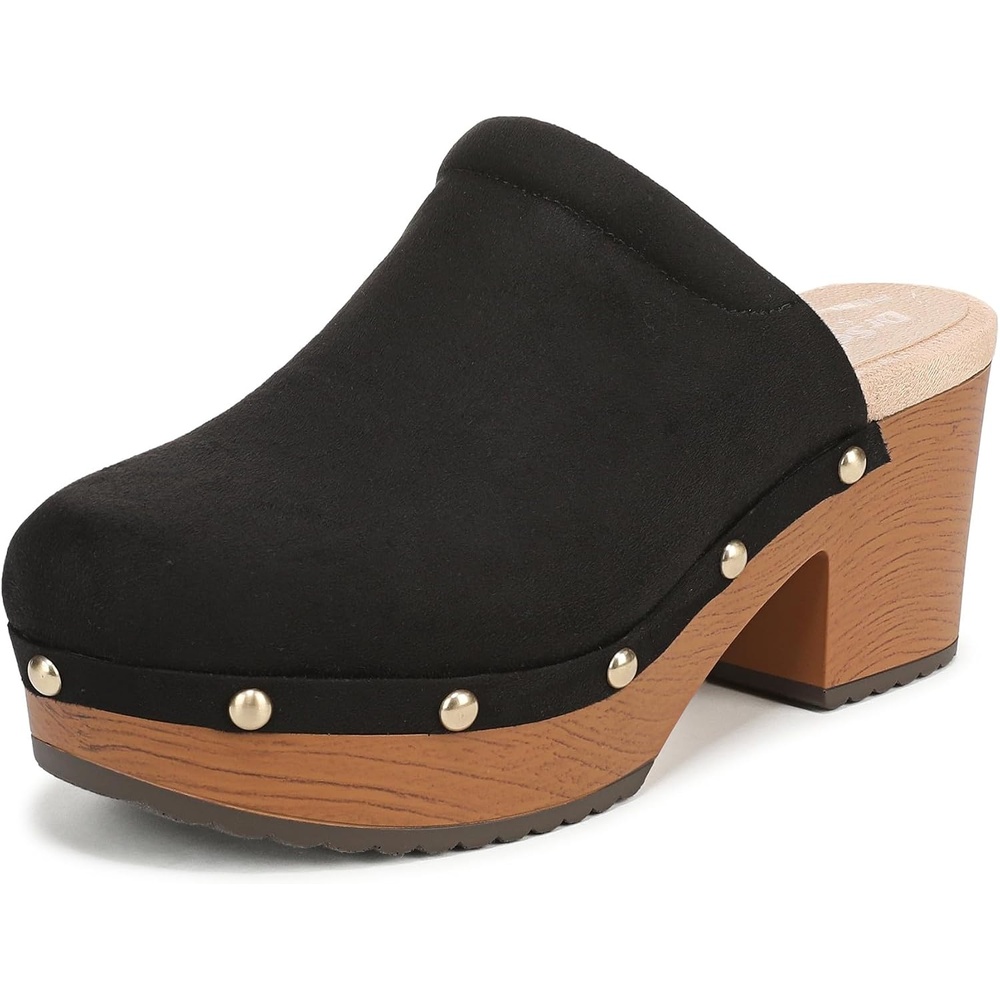 image:imageDr Scholls Classic Joy MuleClog ShoesBlack Microsuede