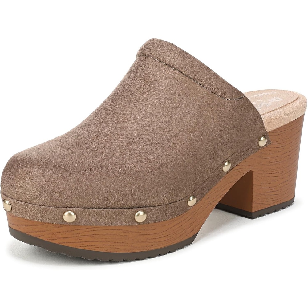 image:imageDr Scholls Classic Joy MuleClog ShoesWoodsmoke Brown Microsuede