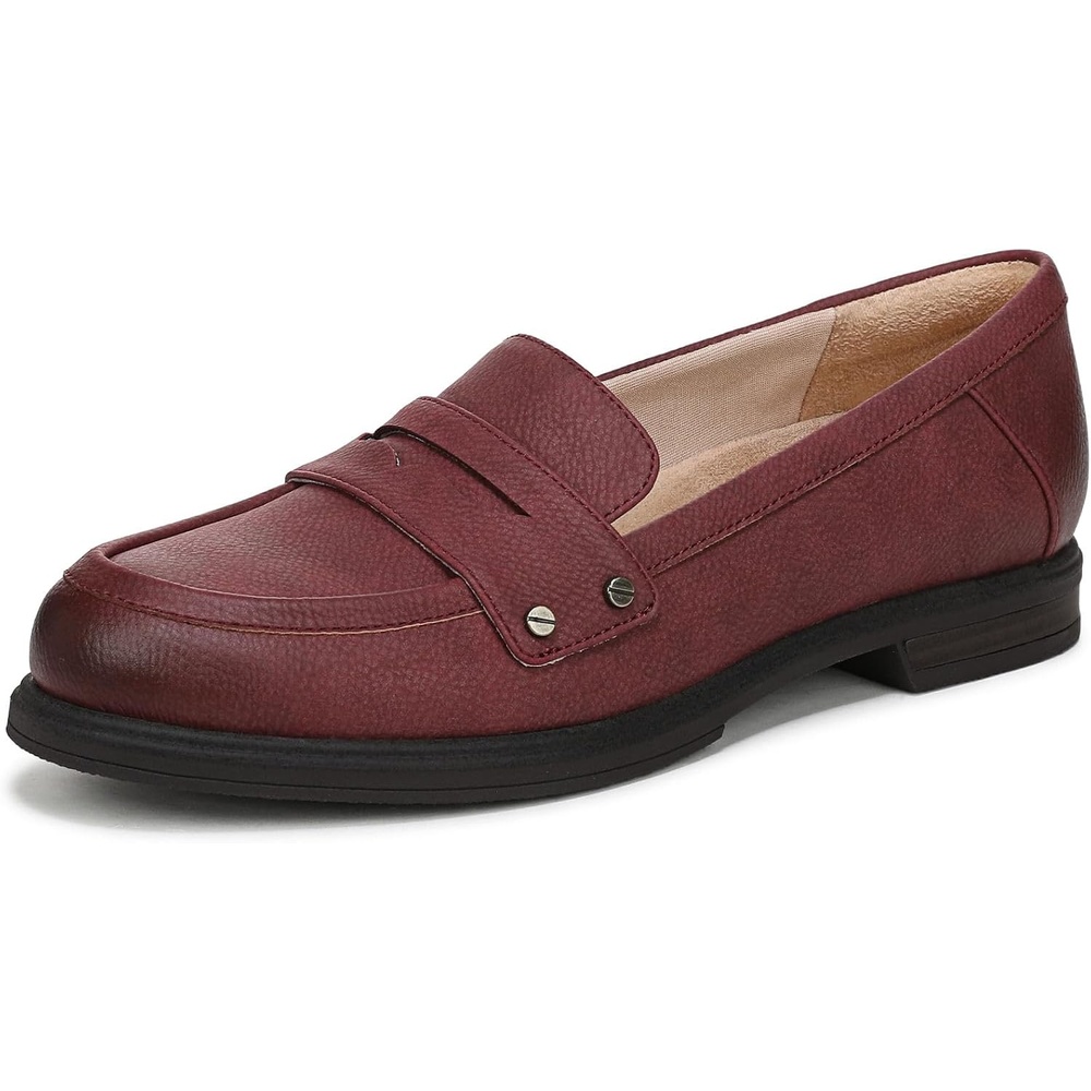 image:imageDr Scholls Hello Loafers LoafersMoc ShoesBurgundy Dark Red Tumbled Faux Leather
