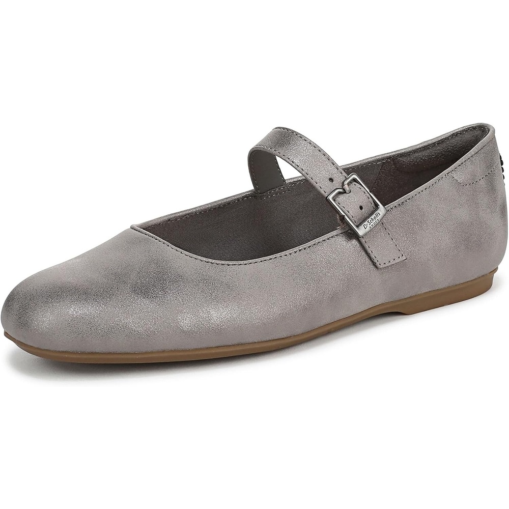 image:imageDr Scholls Shoes Womens Wexley Jane Mary Jane Flats Comfortable FlatsPewter Grey Faux Leather