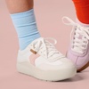 Dr. Scholl’s Shoes Women’s Time Off Win Sneaker, Retro Sneakers for Women(White Faux Leather/Tofu Pink Fabric)